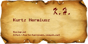 Kurtz Hermiusz névjegykártya